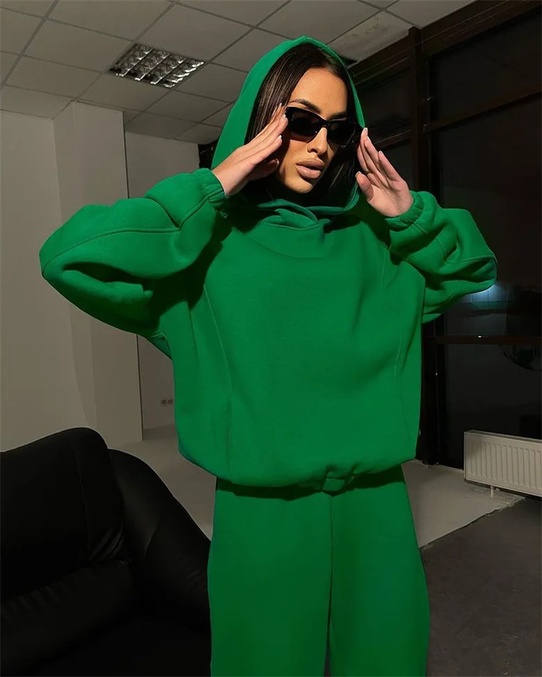 

Spring/Winter New Loose Hoodie Suit Sports Casual Thickened Suit Two-piece Set Womens Two Peice Sets