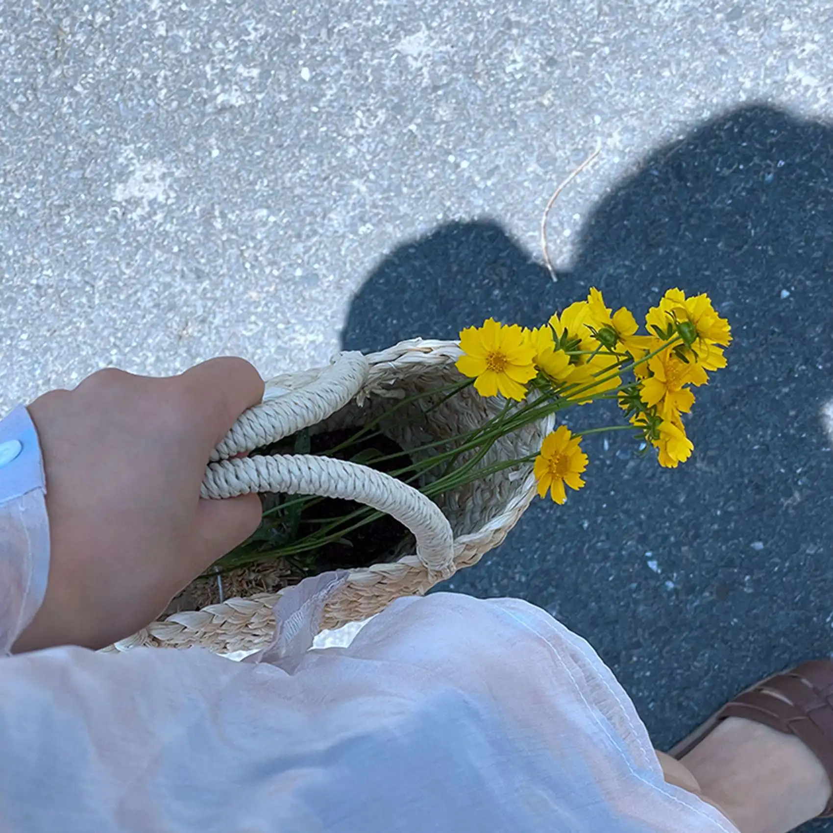 ABQR Summer Handmade Small Woven Bag Corn Husk Handbag Basket Straw Rattan Bag Parent-Child Children Straw Rattan Purse