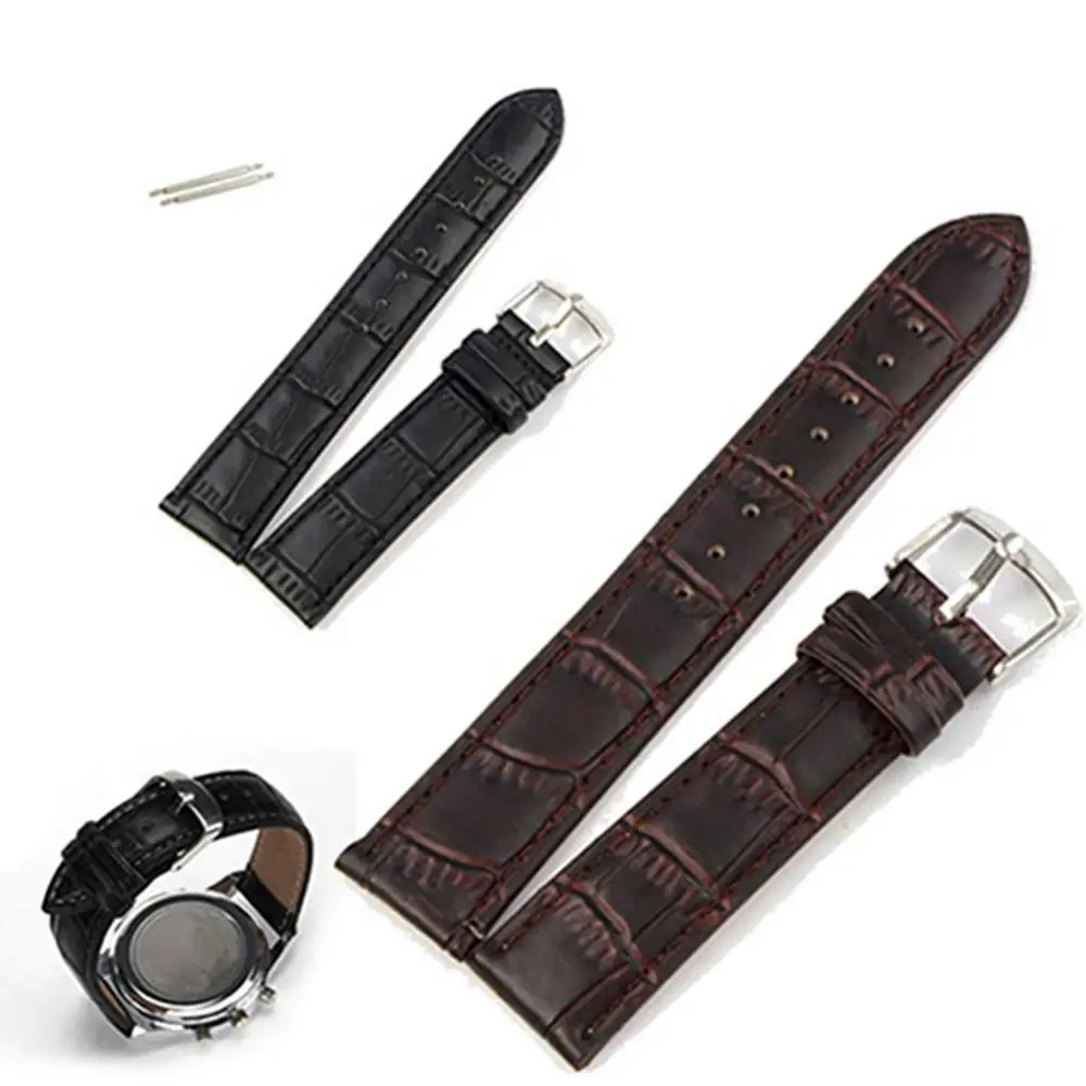 18/20/22mm Luxury Faux Leather Buckle Wrist Watch Band Replacement Strap 2026 High-quality Black Brown PU Leather Watch Strap