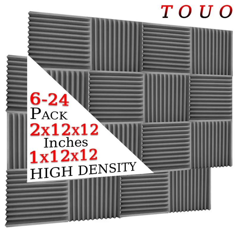 

TOUO 6/12/24 Pcs Acoustic Soundproofing Foam Panel High Density Wall Soundproofing Door Sound Proof Insulation Home Accessories