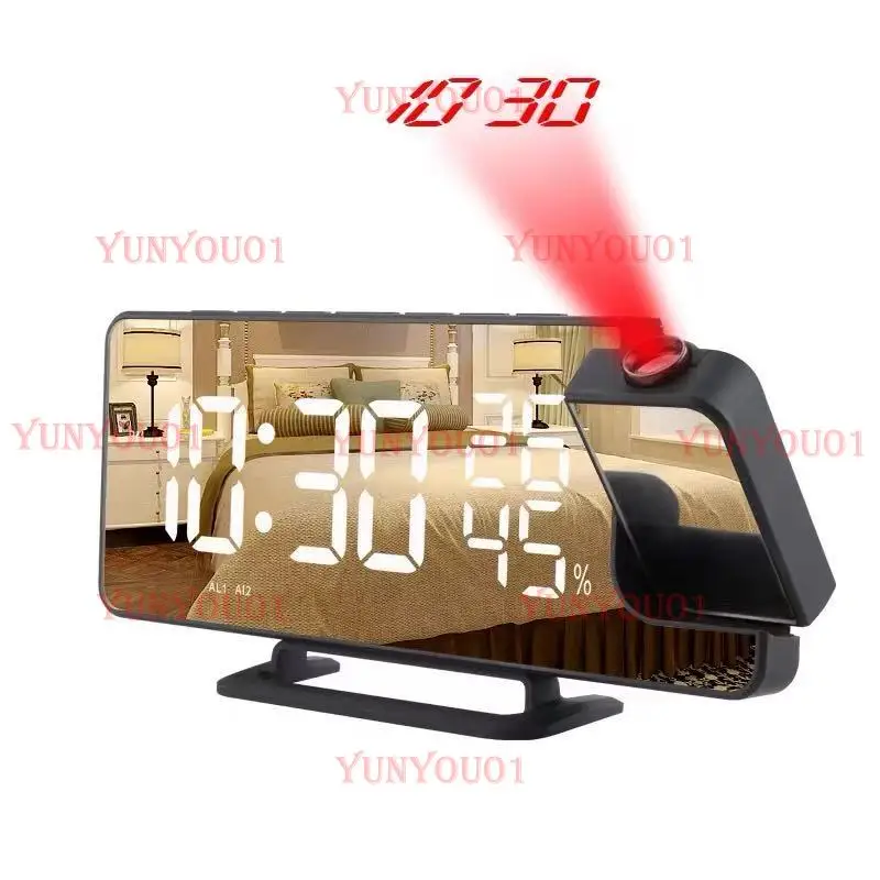 

LED Projection Clock Digital Alarm Clocks Desktop Projector Time Week Display Smart Temperature Humidity Meter Weather Forecast