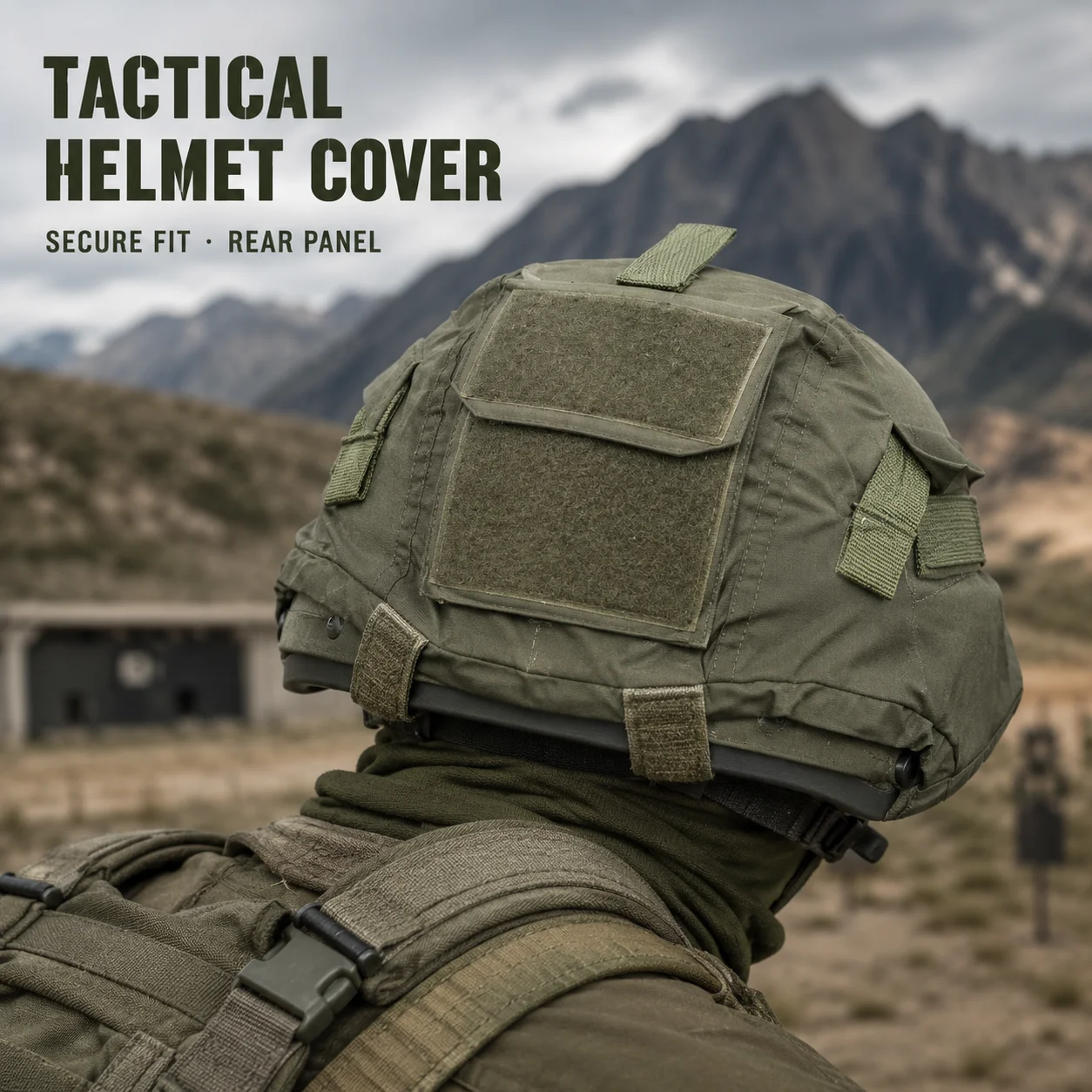MICH2000 Tactical Helmet Cover CP Camouflage Camo Wrap with Rear Counterweight Pouch Hook Loop Panels Outdoor Helmet Accessory