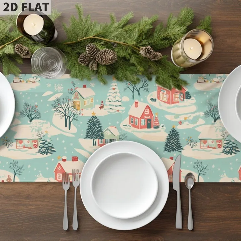 

Vintage Retro Style Pastel Christmas Table Runner, Pastel Christmas Holiday Table Decor, 1950s Style, Polyester material
