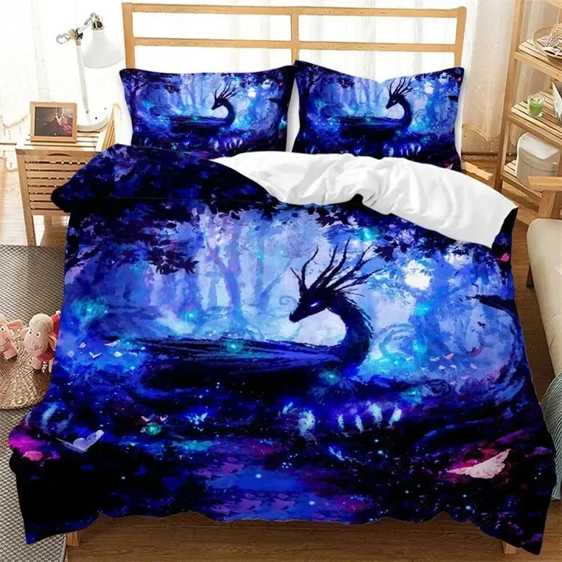 

3D Print Flying Dragon Duvet Cover Microfiber Ancient Wild Animal Bedding Set Gothic Theme Monster Comforter Cover