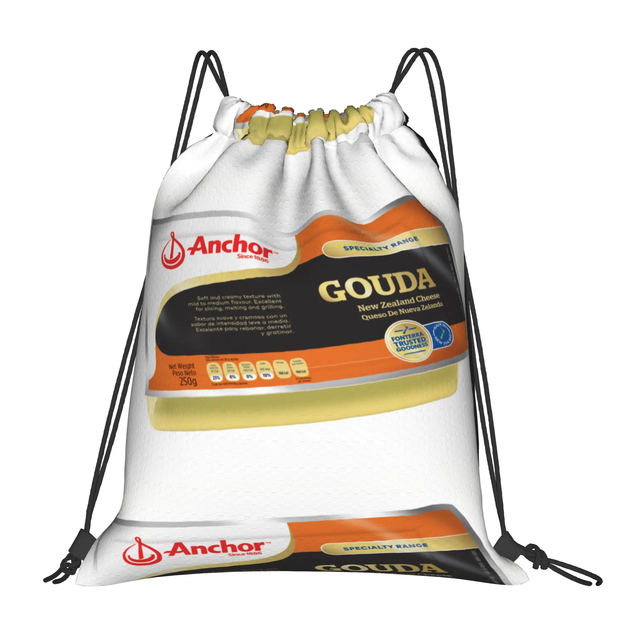 Póster visual de queso Gouda de Nueva Zelanda aAnchor, bolsas portátiles con cordón para senderismo, mochila para montar a caballo, mochilas de almacenamiento para gimnasio