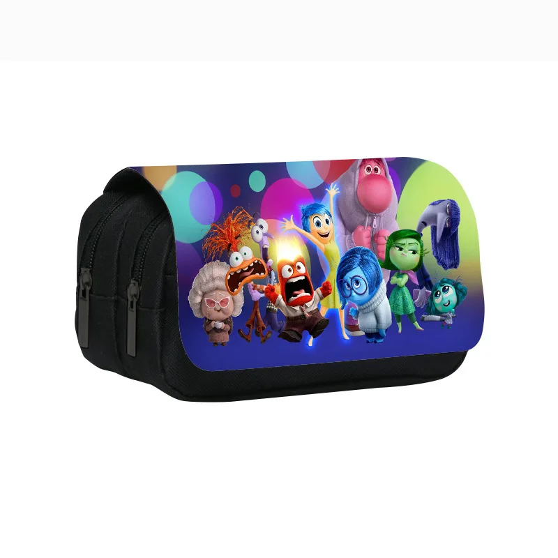 Anime Inside Out Cartoon Fully Printed Flap Pen Bag Stationery Box Large Capacity Pencil Case Riley Cute Bags Student School Bag