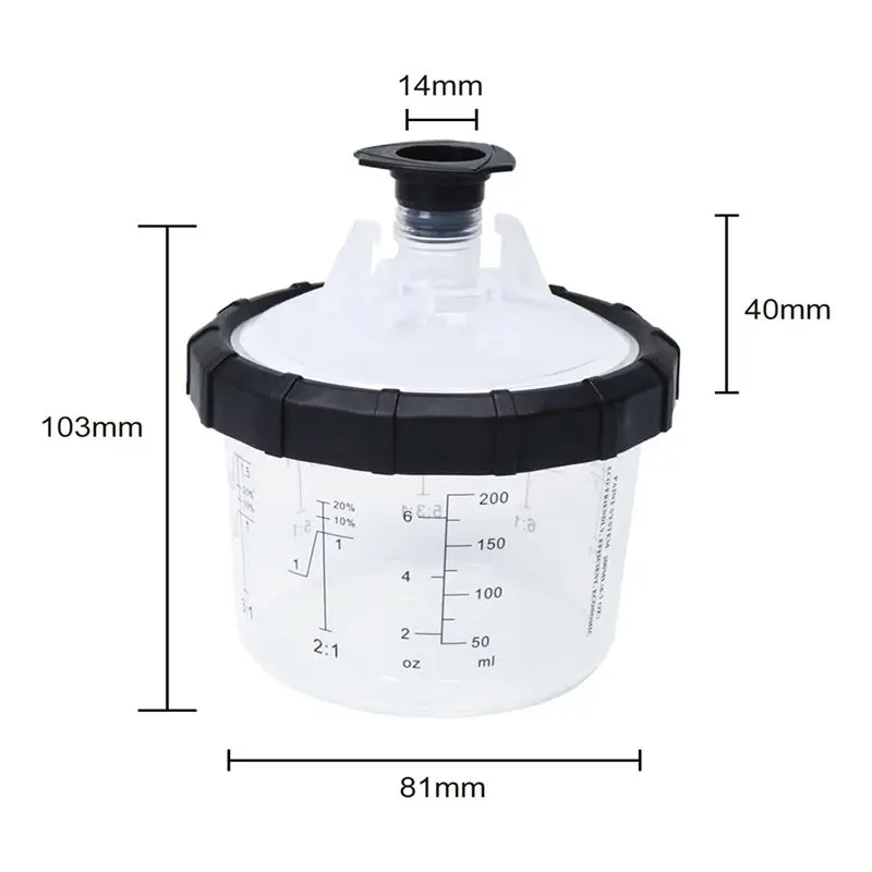 A21Q - بطانة وغطاء للرش أو مسدس طلاء السيارة، 50 عبوة من أكواب الرش مع غطاء، كوب صلب واحد مع حلقة الاحتفاظ #6