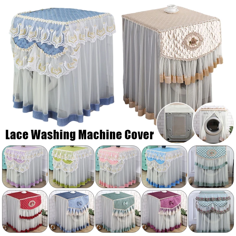 

Romantic Lace Ruffles Washing Machine Cover Dustproof Embroidery Floral Home Decor Protector Washing Machine Covers