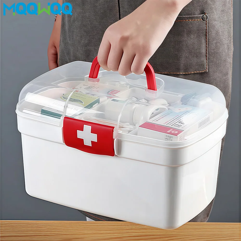 

Medical Box,First Aid Kit Storage,Emergency Supplies with Detachable Tray, Locking Lid,Empty Medicine Box- Home,Travel,Car,Dorms