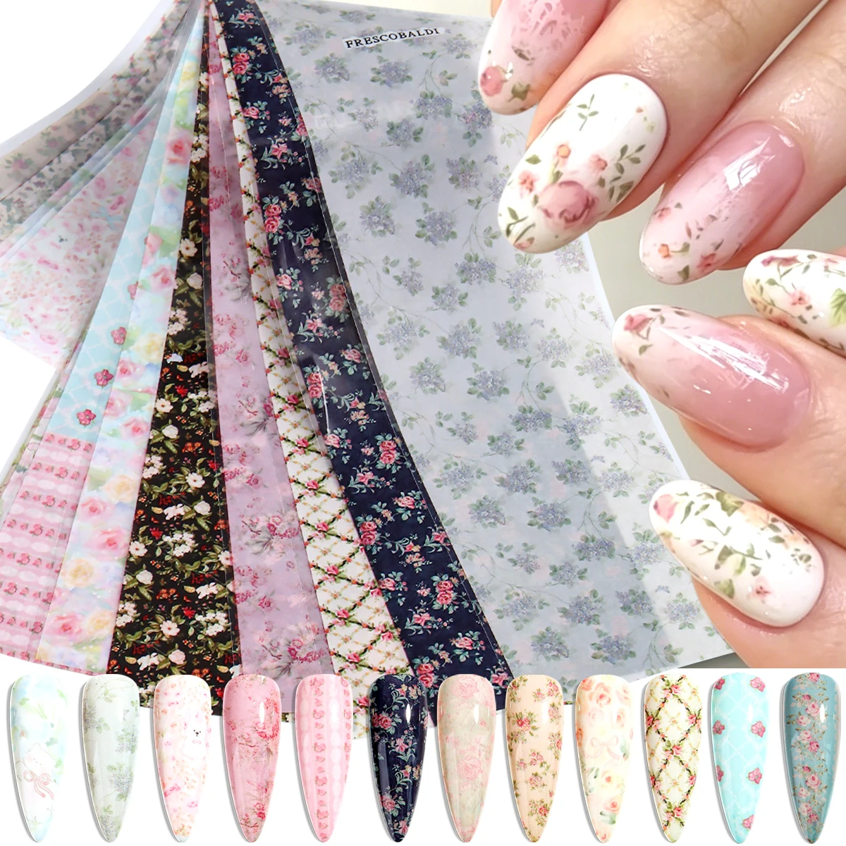 Summer Wildflower Nail Art Transfer Stickers, Summer Floral Nail Stickers, Retro-Style Floral Nail Art Starry Sky Paper