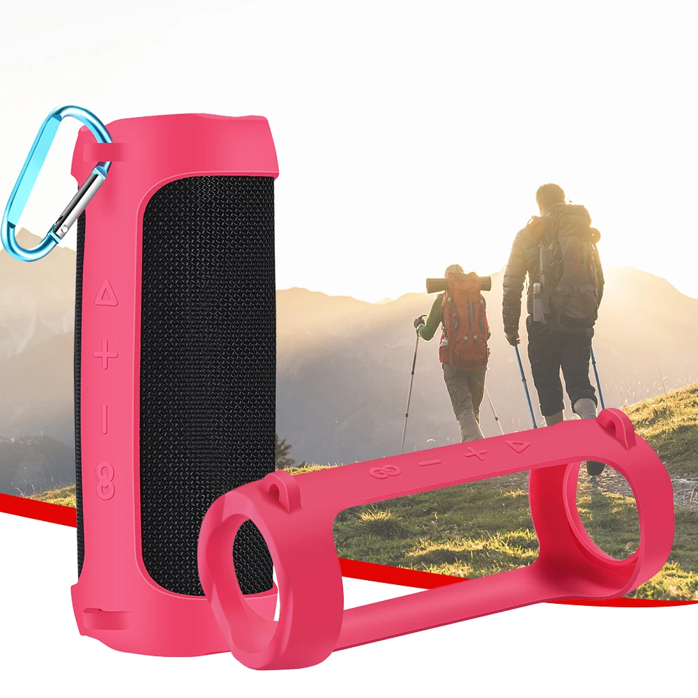 Silicone Bluetooth-compatible Speaker Cover with Carabiner Waterproof Bluetooth-compatible Speaker Case for JBL Flip 6/Flip 5