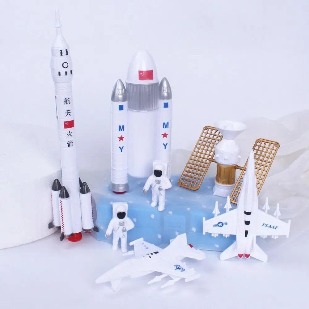 7Pcs/Set Plastic Space Exploration Rocket Toy Set Early Education Cosmic Satellite Rocket Planet Model Entertainment Toys