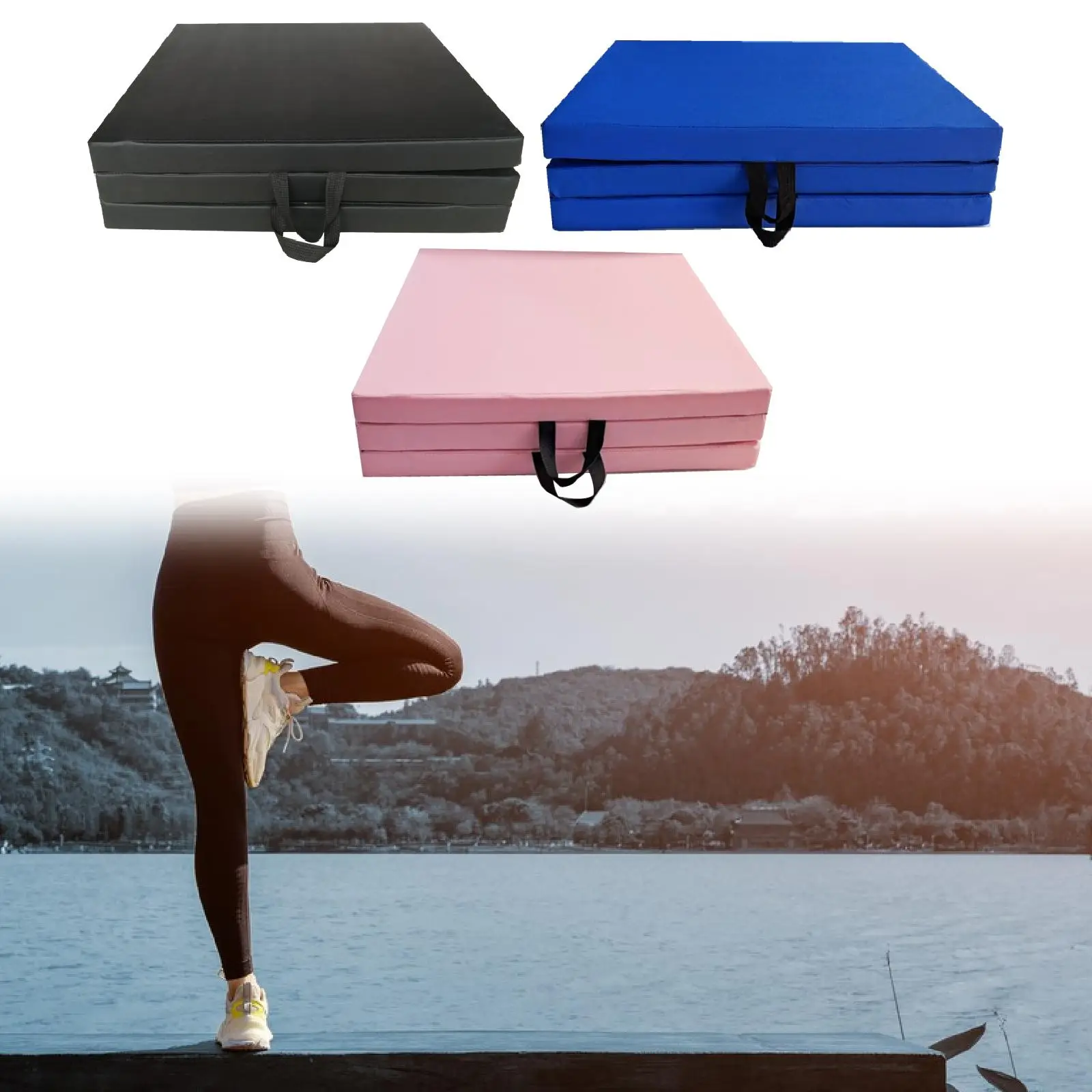 

Tri Fold Folding Exercise Mat Foldable Stretch Mat for Women Men Pilates Pad