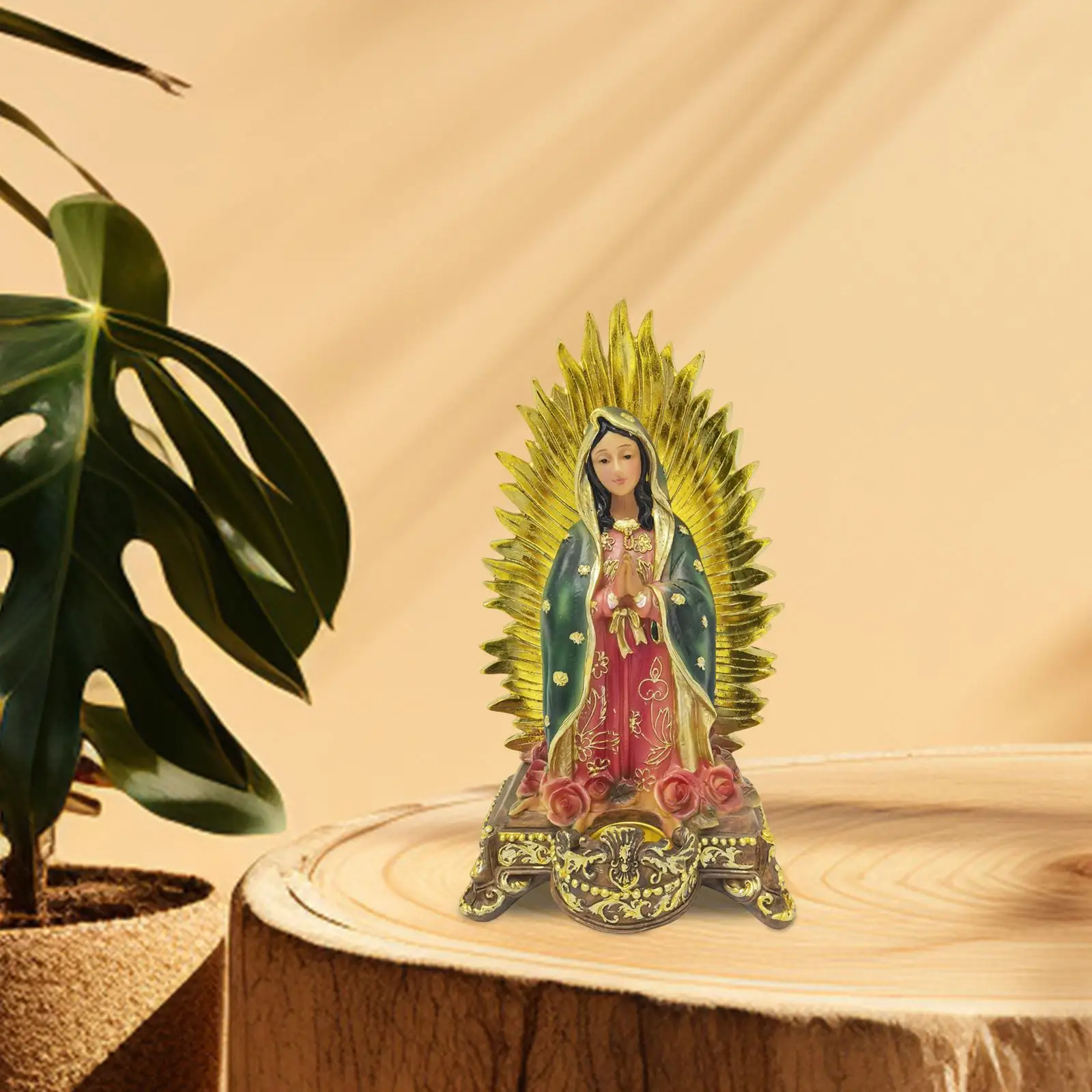 Our Lady of Guadalupe Sculpture Statue for Fireplace Holiday Mothers‘ Day