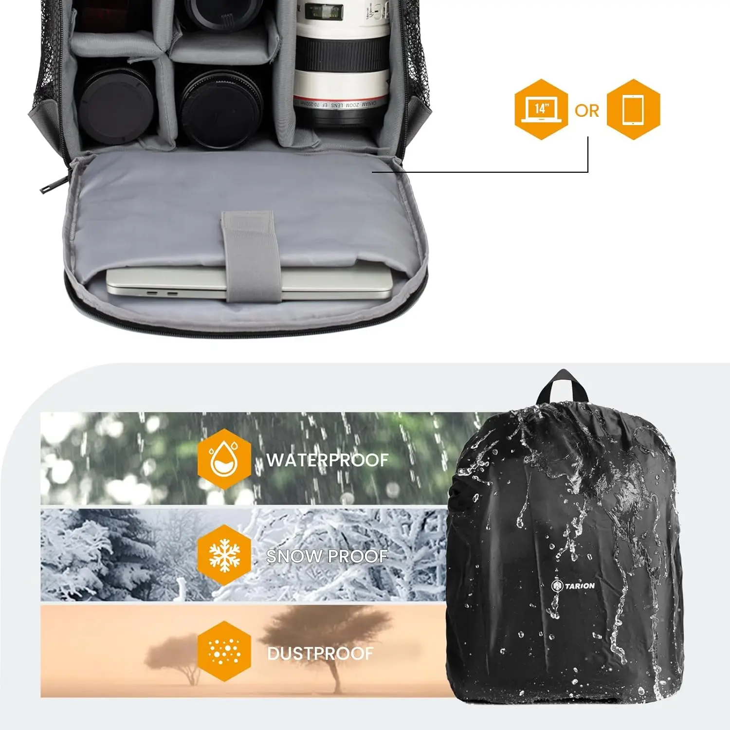 Camera Tas Rugzak Voor Fotografen, Fotografie Camera Rugzak Met Laptop Compartiment Waterdichte Regenfoto Rugzak Tas