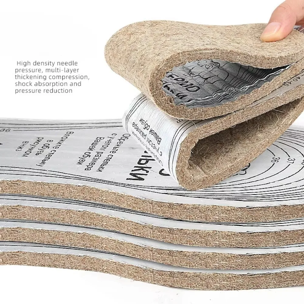 Cartoon Wool Felt Insoles, Thick and Warm, Shock Absorption, Pressure Relief, Multi-Size Can Be Cut, Sneakers Shoes, 5-10Pairs