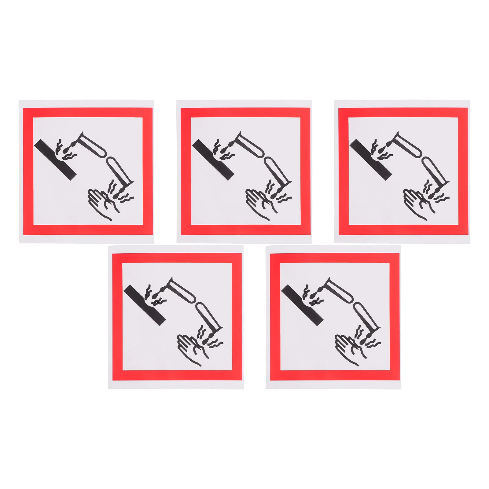 5Pcs Corrosive Packing Labels Self Adhesive Warning Caution Signs for Chemical Safety Hazardous Material Identification