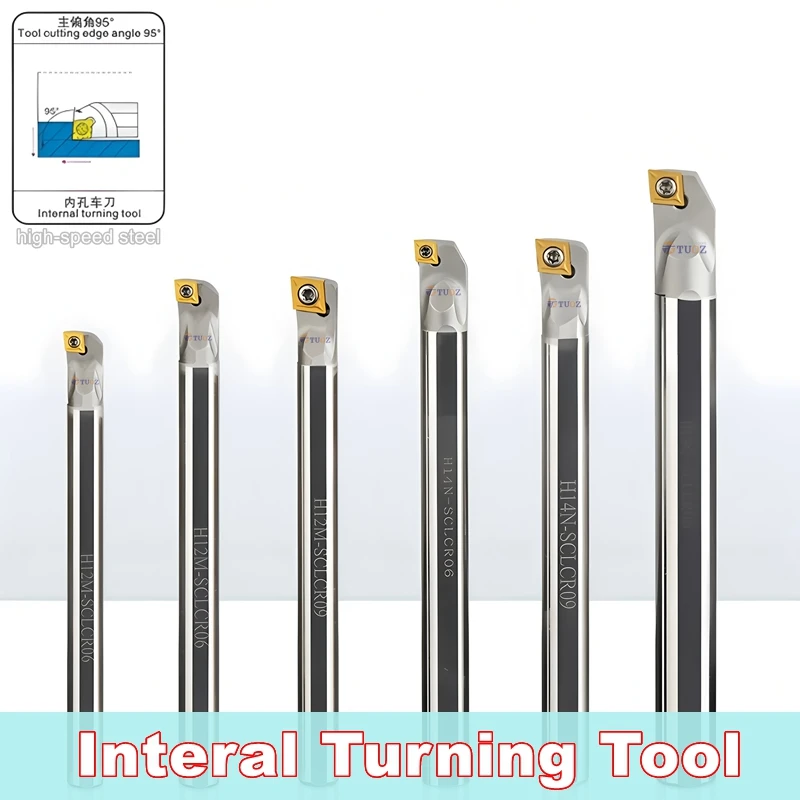 

TUOZ SCLCR/SCLCL 95 ° Противоударный держатель инструмента HSS H05H H12M H16Q H25S Внутренний токарный хвостовик с ЧПУ Подходит для твердосплавных вставок CCGT/CCMT