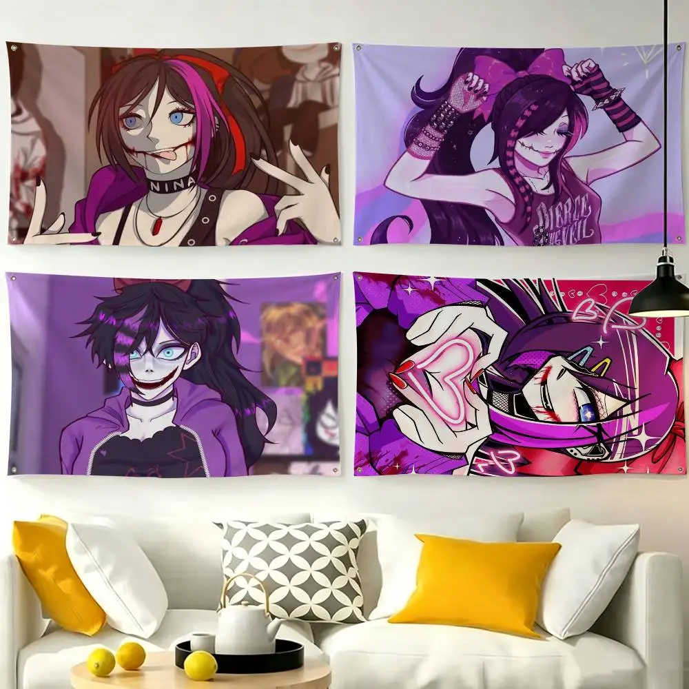 C-Creepypasta Killer Nina  Flags for Bedrooms Home Decor Items Outdoor Decors Garage Decoration Flaga