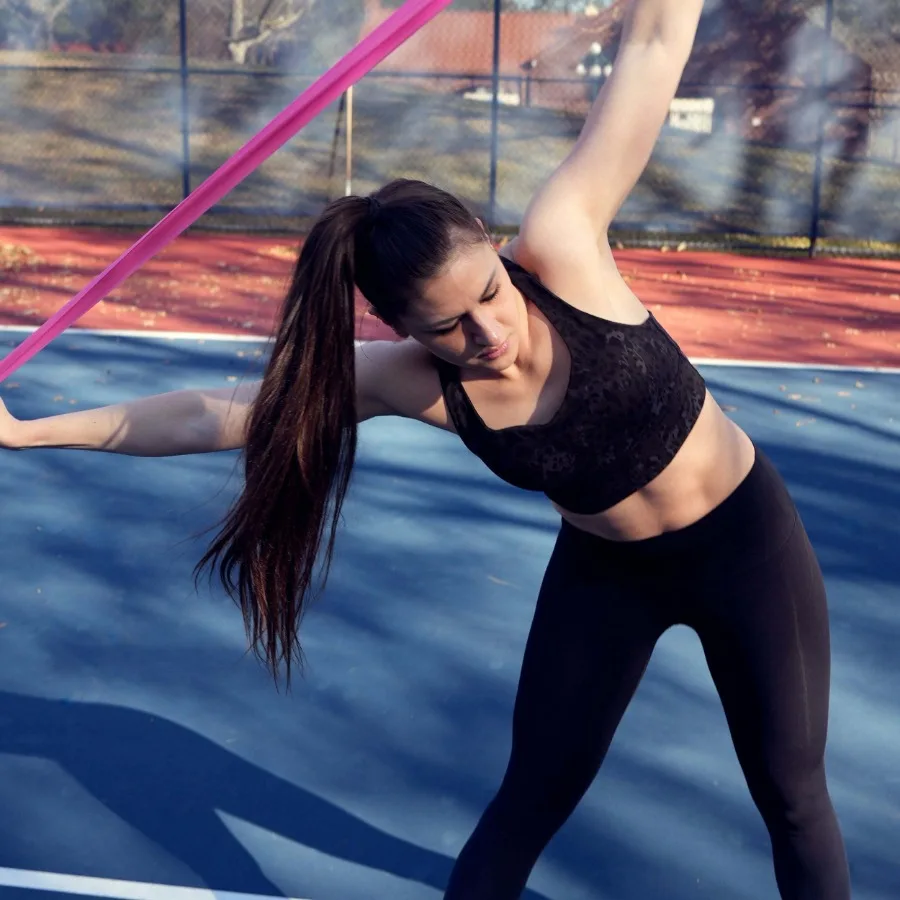 مجموعة أربطة مقاومة مسطحة - أربطة مطاطية للعلاج الطبيعي والتدريبات المنزلية والبيلاتيس وإعادة تأهيل العضلات.