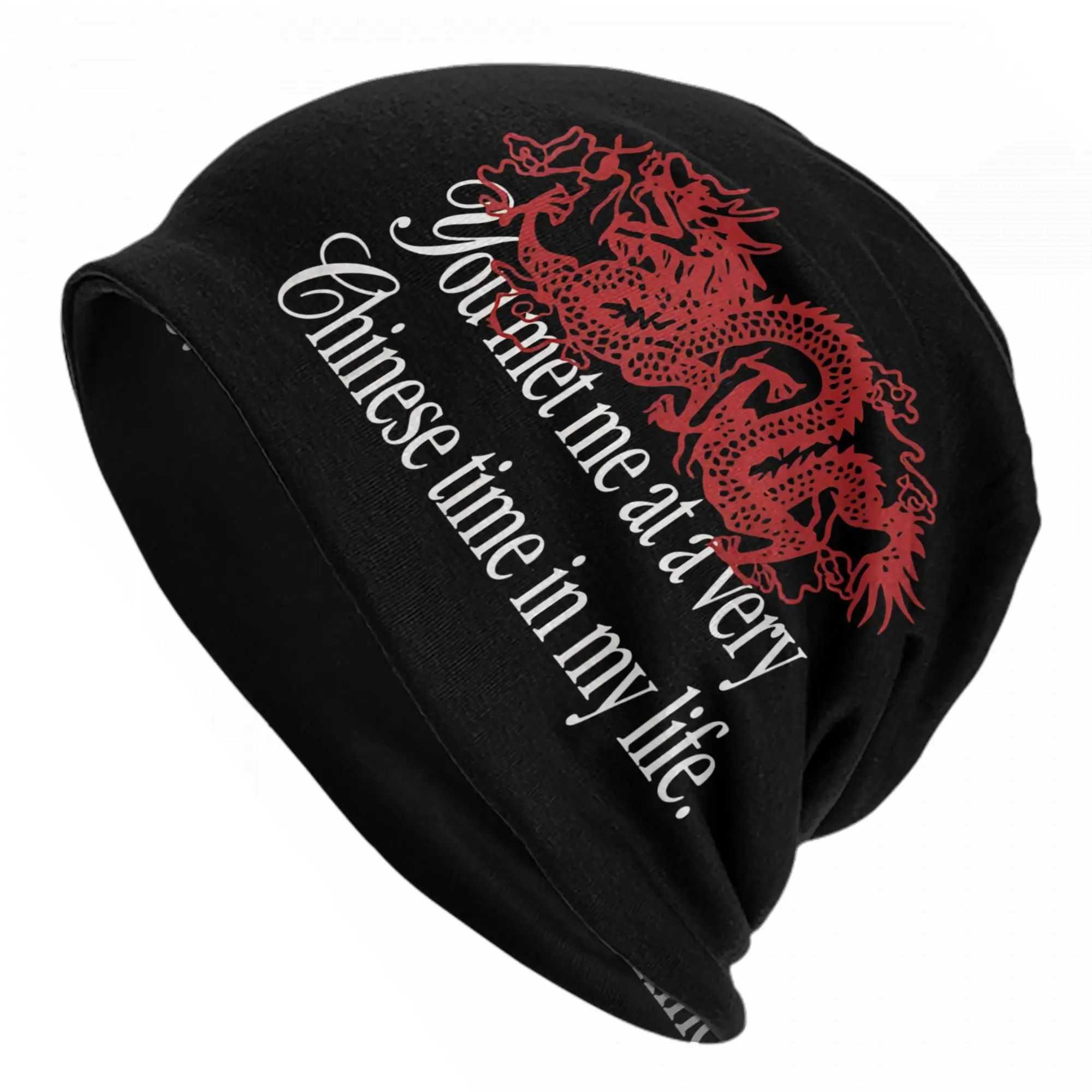 You met me at a very Chinese time in my life   Skullies Beanies Hats Spring Unisex Street Cap Warm Dual-use Bonnet Hats