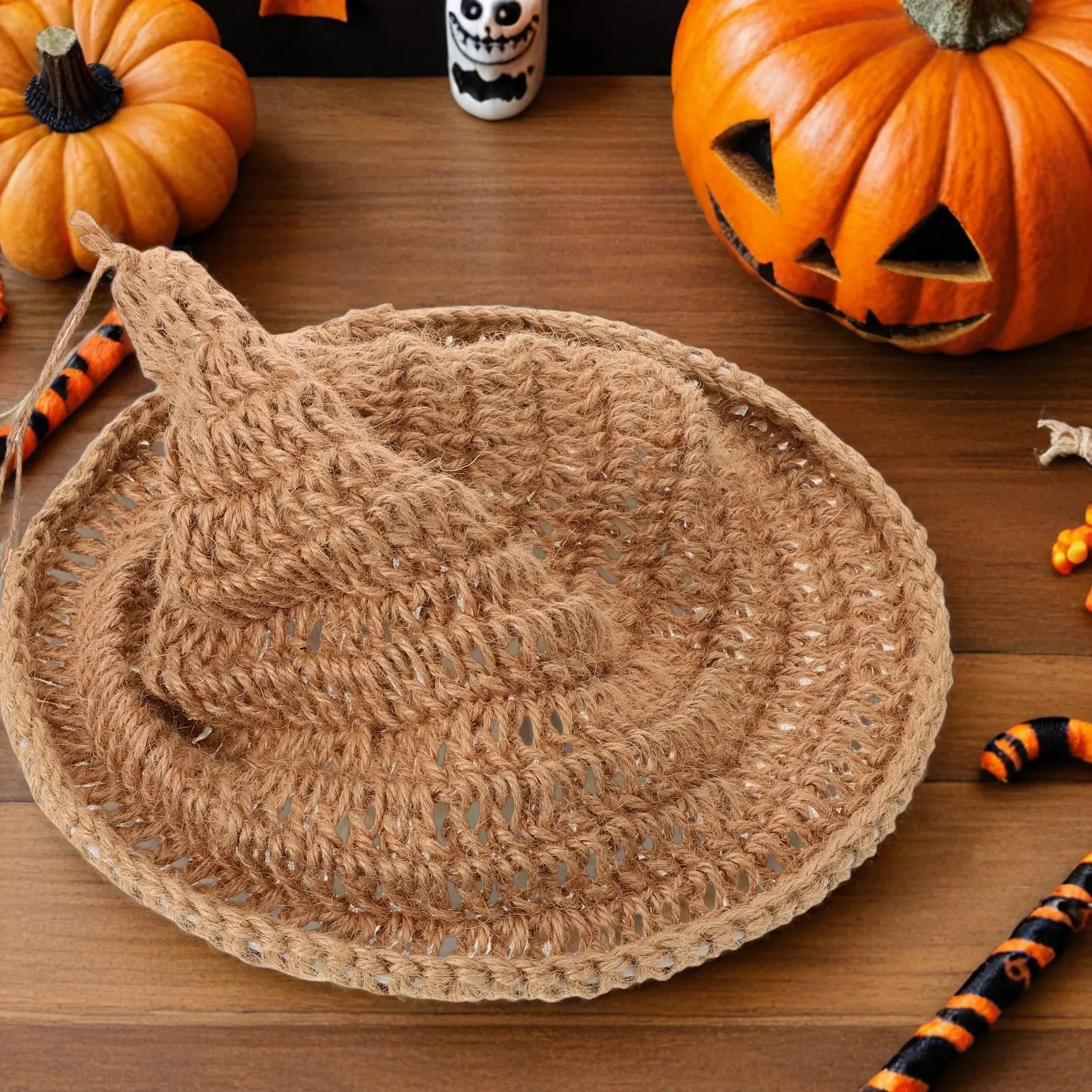 Natural Woven Lamp Shade Handwoven Jute Rope Pendant Light Cover Creative Wizard Hat Shape for Living Room Cafe Farmhouse Decor
