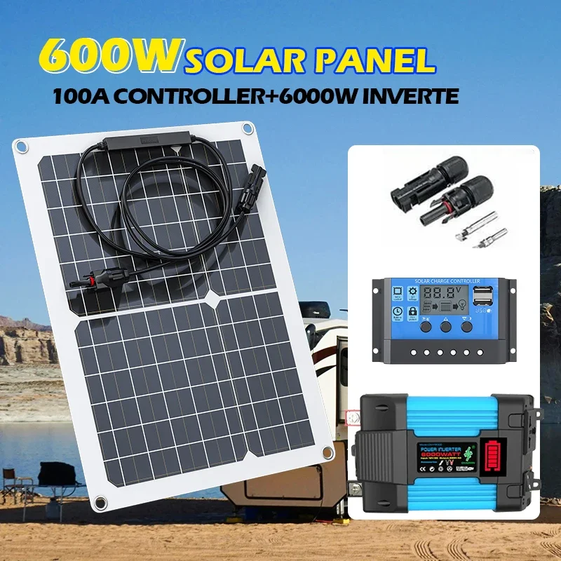 600 W tragbares All-in-One-Solarwechselrichter-Set: Zuverlässige Stromversorgung für Camping, Wohnmobile und Boote |   Leichtgewicht für Off-Grid-Abenteuer