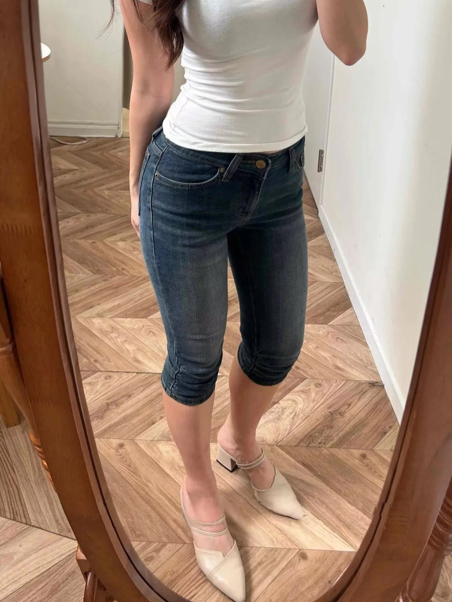 High Waist Slim Fit Harlan Jeans Women's High Elasticity Cotton Denim Shorts Summer Fashion Retro Washed Hip Enhancing