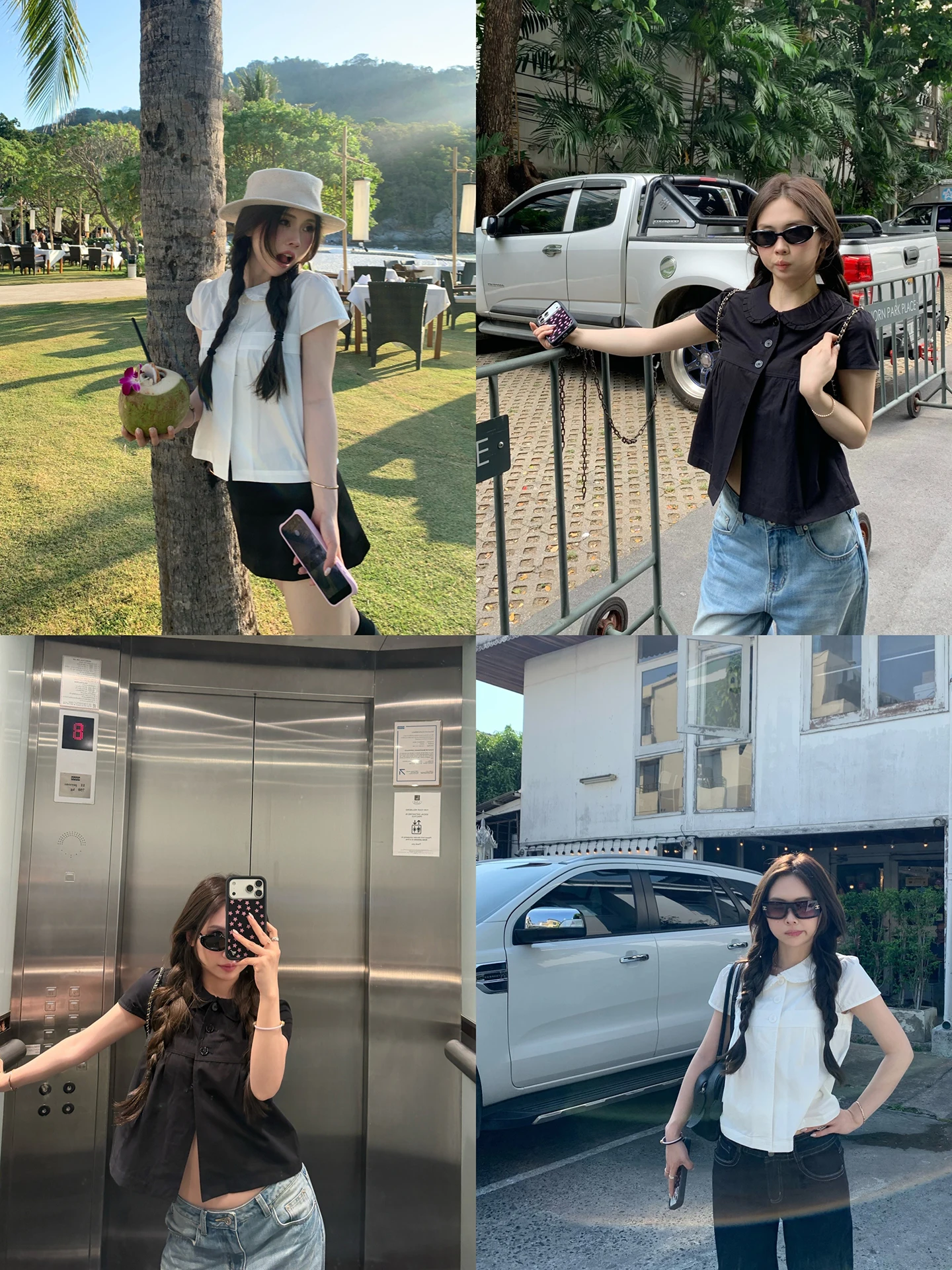 

Cheeky Anti-Aging Doll Collar Short Sleeve Shirt 100 Cotton Single Button Women's Business Casual Fashion Spring Season