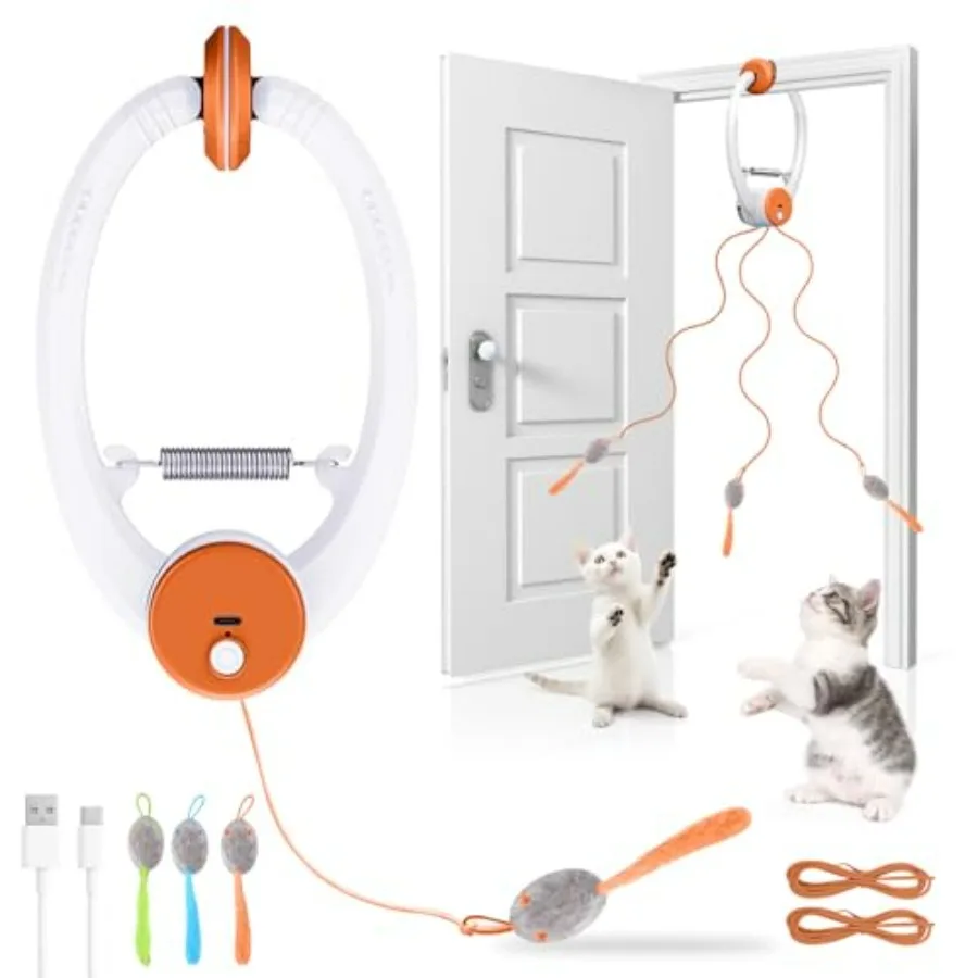 Interactive Cat Toys for Indoor Cats, Automatic Electric Flying Bird Feather Wand Toy, Rechargeable Electric Exercise Feather T