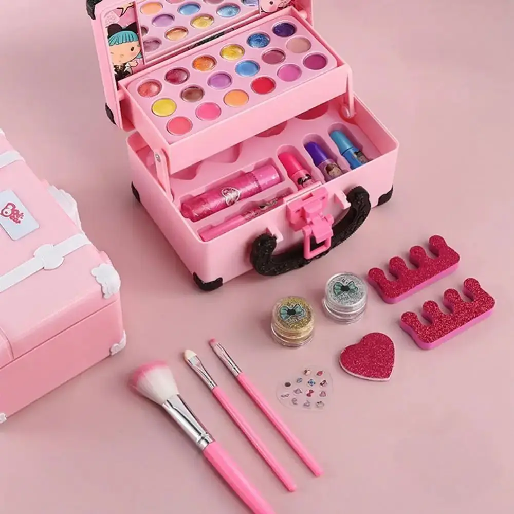 Geschenkbox Lippenstift Kinder-Make-up-Spielzeug Tragbare Make-up-Box Make-up-Set Sicherheit Ungiftig Kinder Kosmetik Beauty-Set für Mädchen
