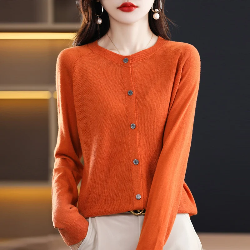 New Fashion Autumn Cashmere Cardigan Women O-neck Cardigan Cashmere Sweater 2023 Women