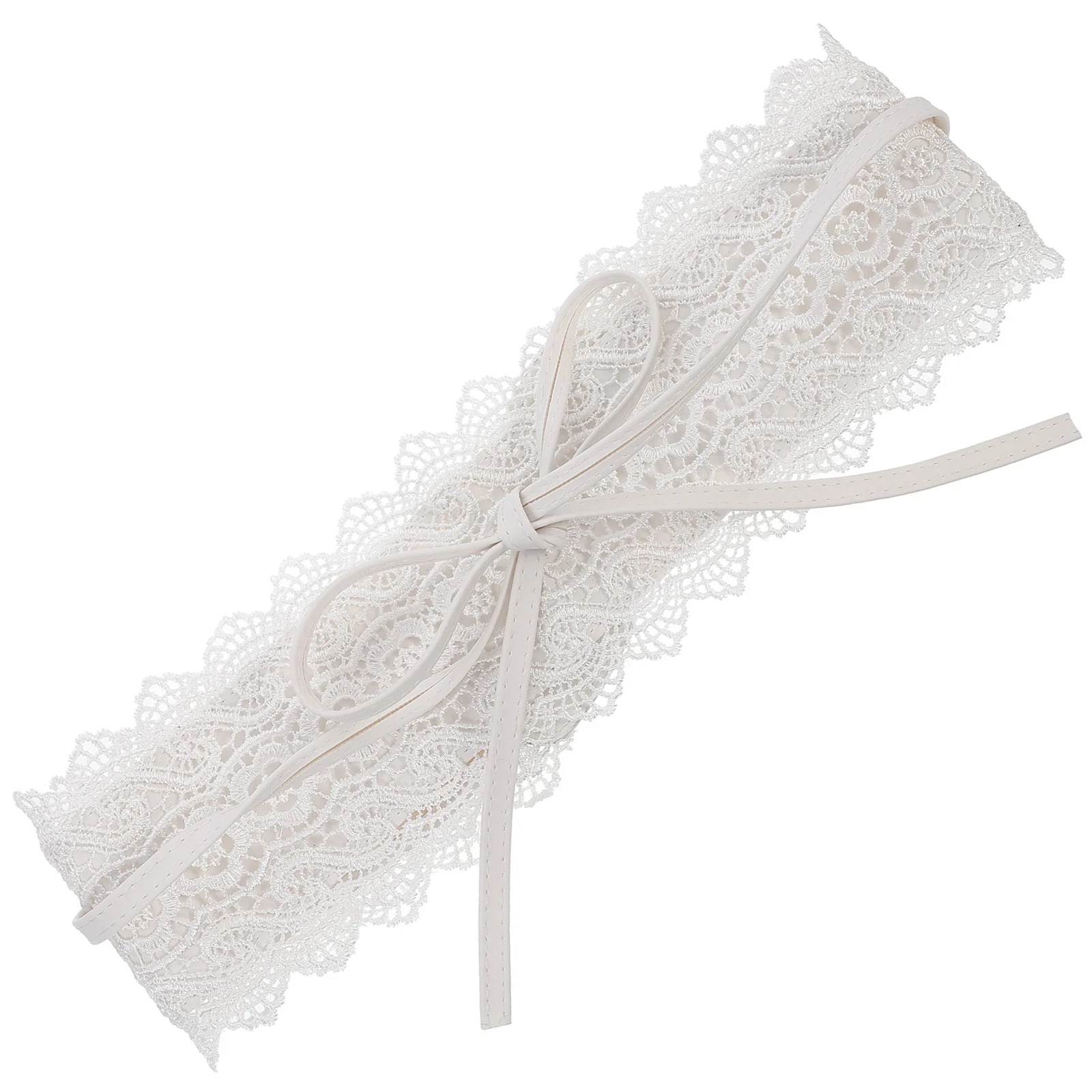 レディースホワイトレースウエストベルトワイドバンド調節可能な蝶結びタイドレス用スリムデコレーションコルセットベルトレースワイドバンド