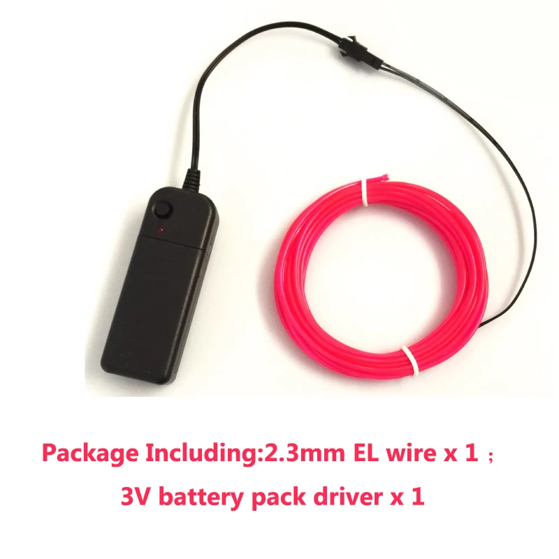 2.3mm Colorful EL led wire with Battery box 1/2/3M Flash EL wire for Dance Party Atmosphere Decor Luminous props