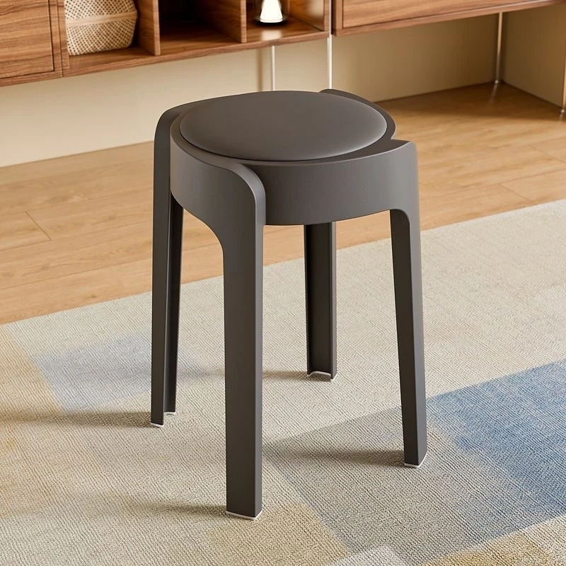Nordic Modern Minimalist Upholstered Round Stool Stackable Plastic Cyclone Dining Stool Soft Cushion For Home Dining Room Furnit