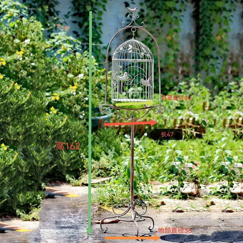 Iron Art Bird Cage Flower Holder Courtyard Outdoor Display Storage Flowerpot Stand Rural Wind Gardening Do Old Plant Rack