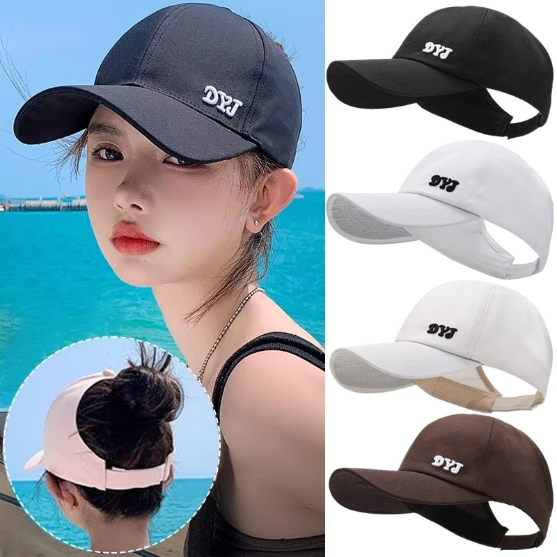 Ladies High Ponytail Baseball Cap Empty Top Summer Outdoor Anti-UV Sun Hat breathable versatile sports Beach travel Visor Cap