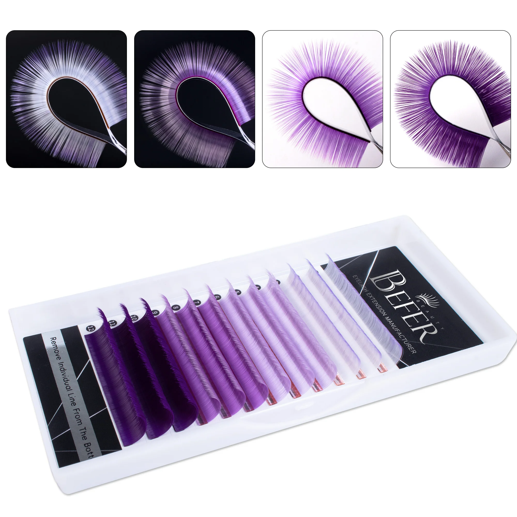 Befer Coloured Easy Fan Cosplay Volume Wimpernverlängerung Hochwertiges PBT Soft Easy Fanning Bloom Wimpern Austomatic Flowering – Detail 17