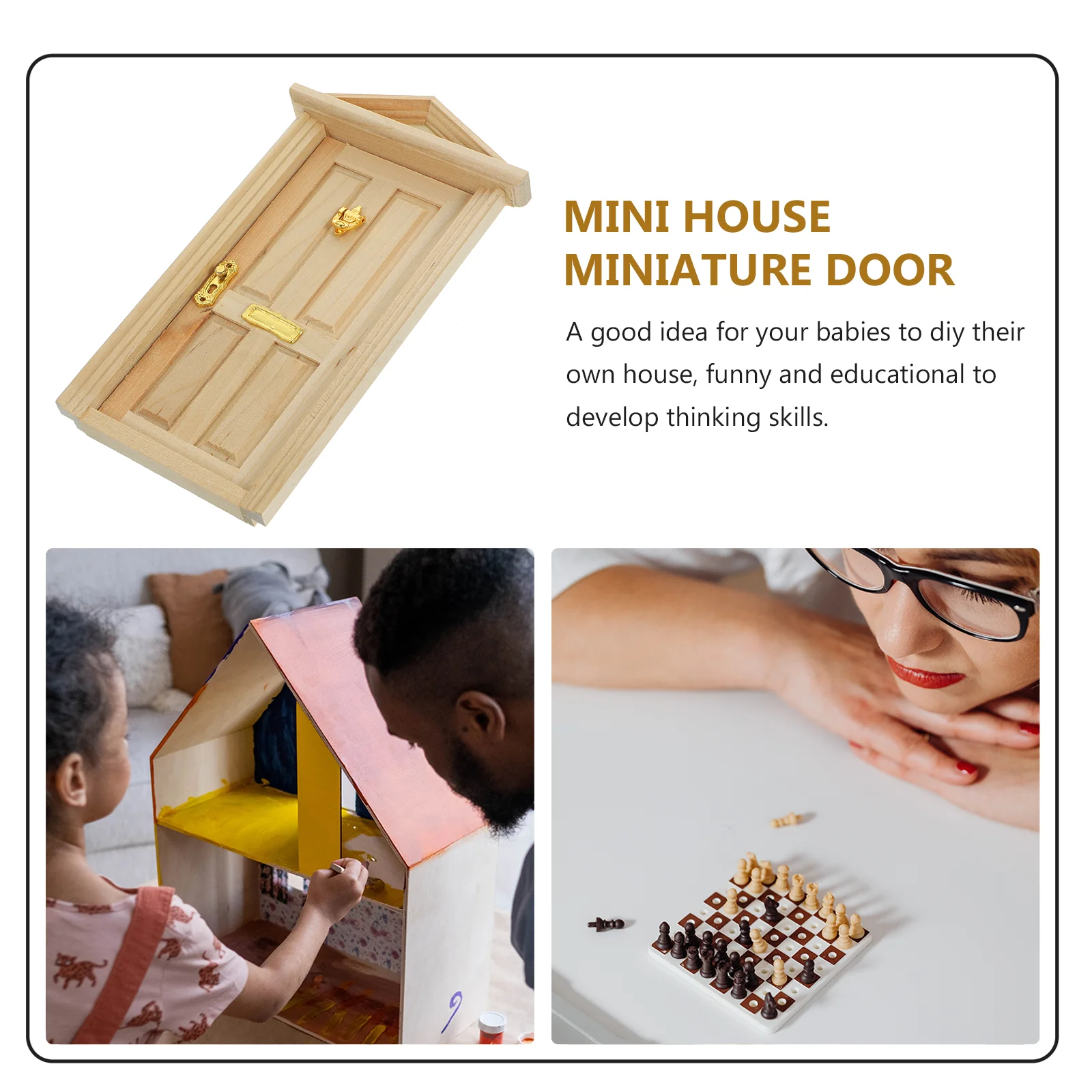 Mini Porte en Bois pour Enfant, Modèle de Porte, Jouet Artisanal, Portes de Scène Miniatures pour Bricolage, Petits Meubles de Maison