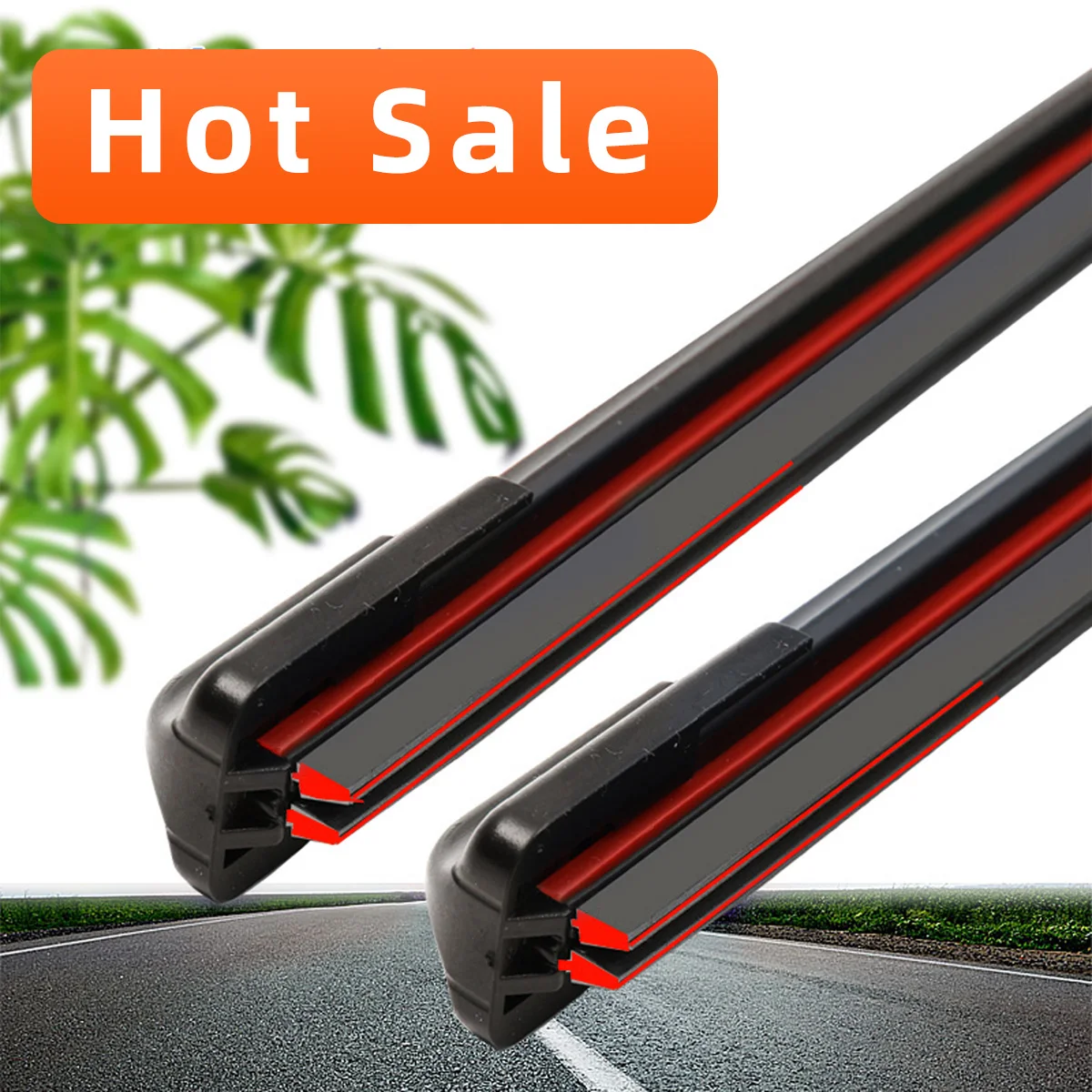 شفرات ممسحة السيارة 2 طبقة المطاط بدون إطار فرش بدون قوس العالمي الزجاج الأمامي ممسحة الزجاج الأمامي نافذة اكسسوارات السيارات #2