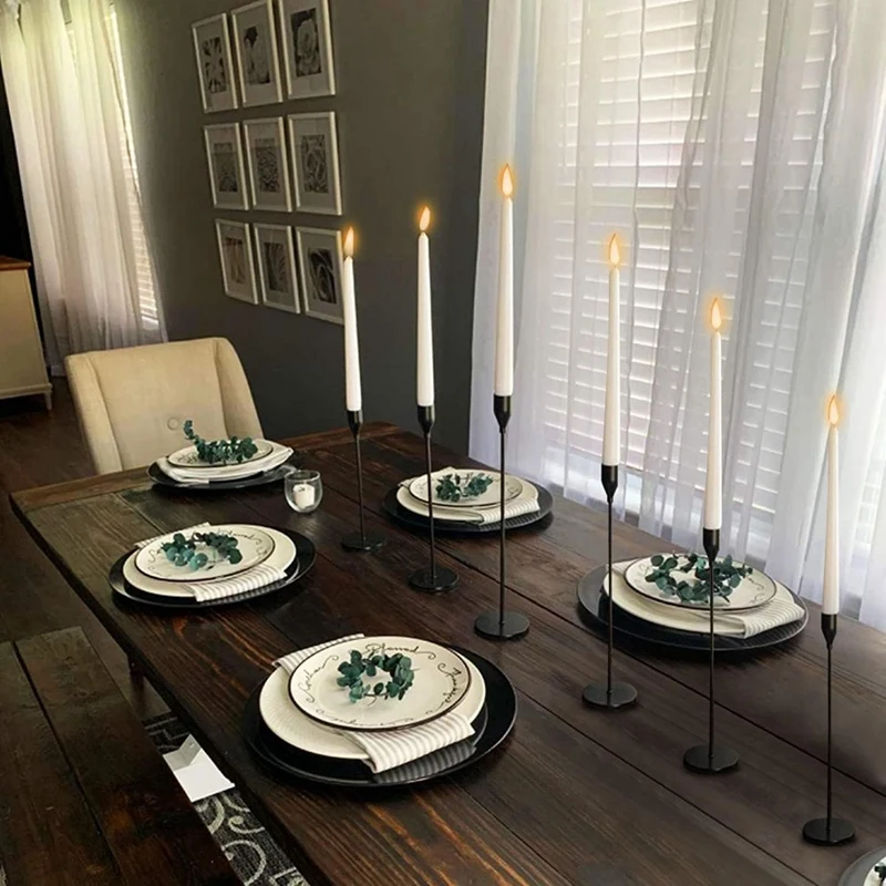 Конический подсвечник, высокие подсвечники, металлический набор длинных подсвечников, прочный декоративный подсвечник на столбе
