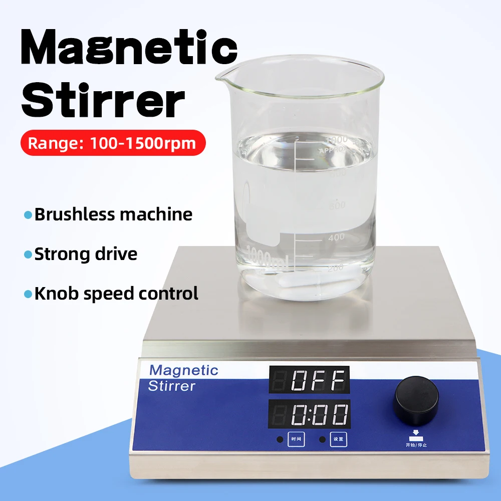 Digital Large Capacity Magnetic Stirrer Lab Plate with Stir Bars Magnetic Mixer 10L Adjustbable 100-1500 RPM for Laboratory