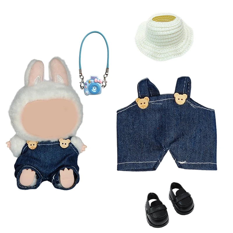 

For 17cm Labubu Clothes Outfit Plush Doll Clothes - School Uniform Set with Backpack | Cute Student Style