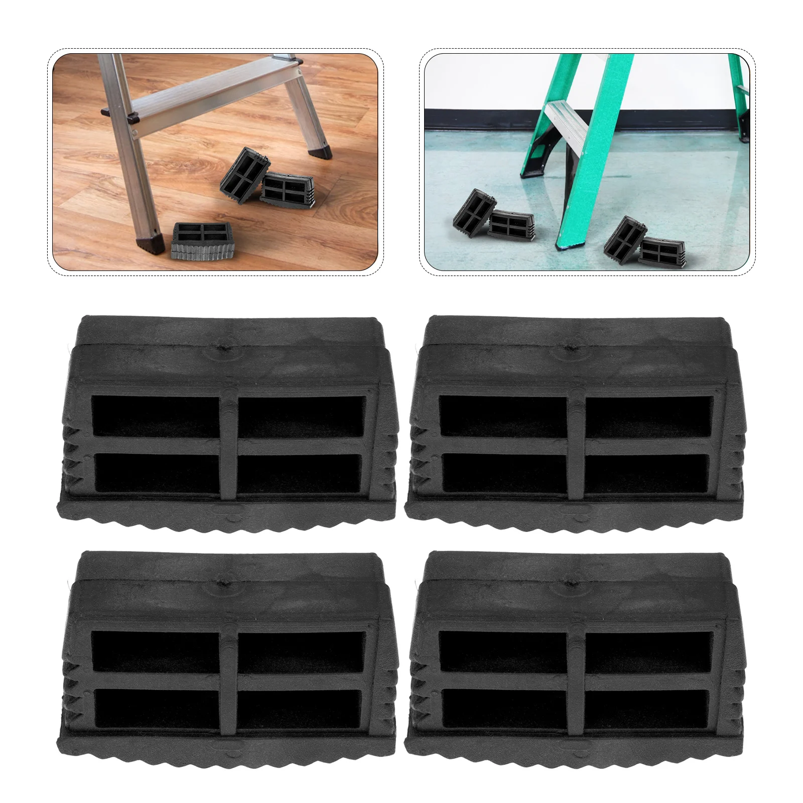 

4pcs Anti-slip Ladder Feet Covers Rubber Pads 22x60mm Thickened for Folding Ladders Protective Accessories Durable Floor Mats