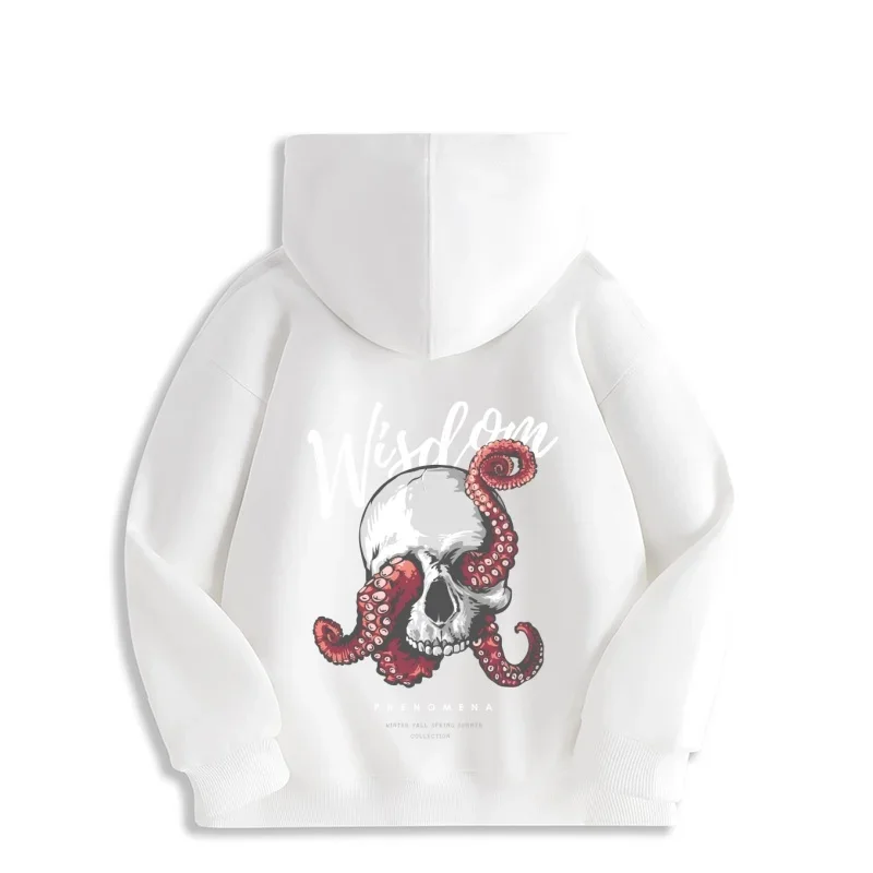 Hoodie Skull Octopus Design Streetwear Graphic Hoodie Wisdom Phenomena Comfortable Fabric Y2K Trendy Casual Hoodie Fashionable