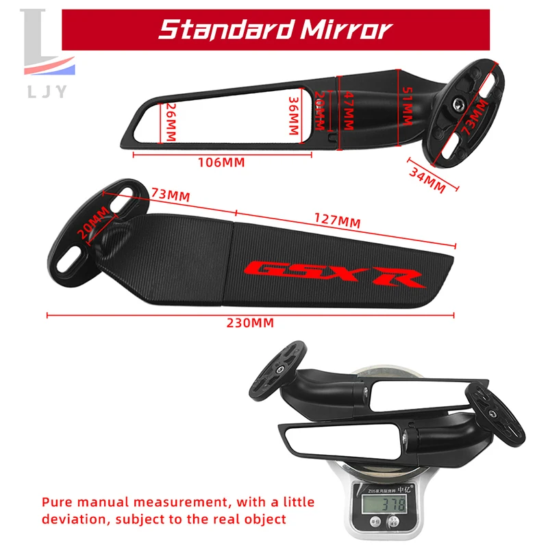 For SUZUKI GSXR 125/150/600/750/1000 GSX-R Motorcycle CNC rearview mirror fixed wing