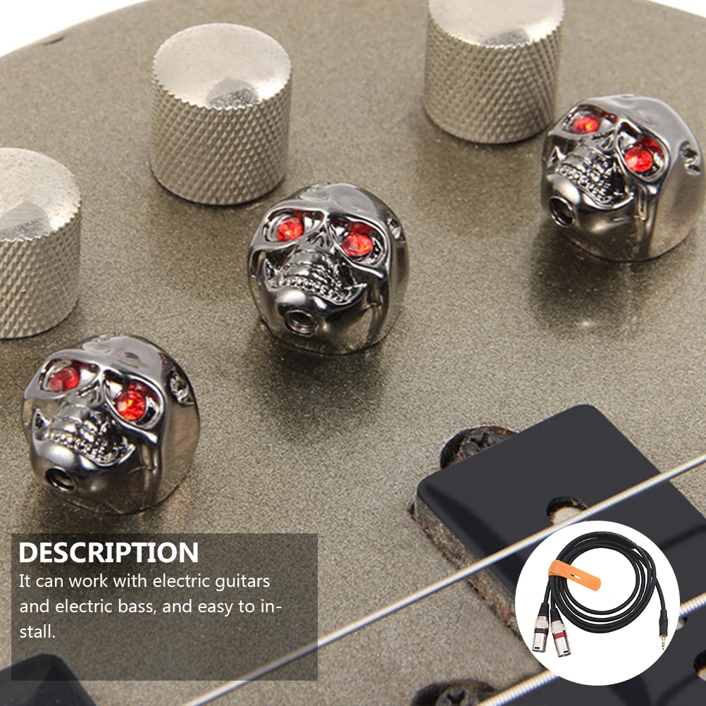 

4Pcs Electric Knobs Metal Skull Head Volume Electric Guitar Knob Tone Control Replacement Cap Bass Accessories Durability