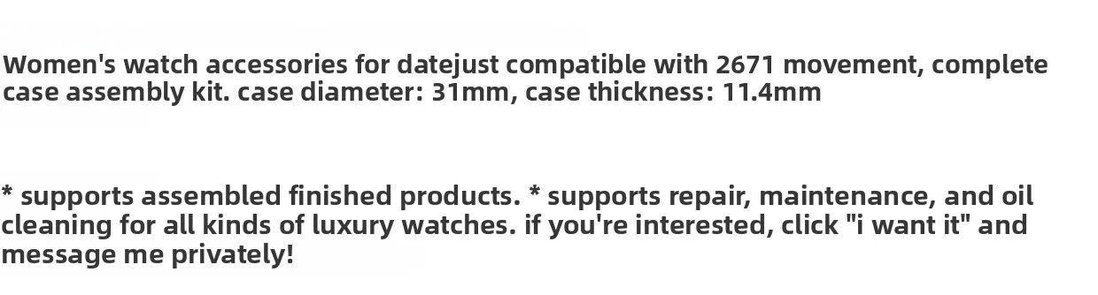 Accesorios para relojes Libro de registro para mujer Se adapta a un juego completo de accesorios para la caja calibre 2671