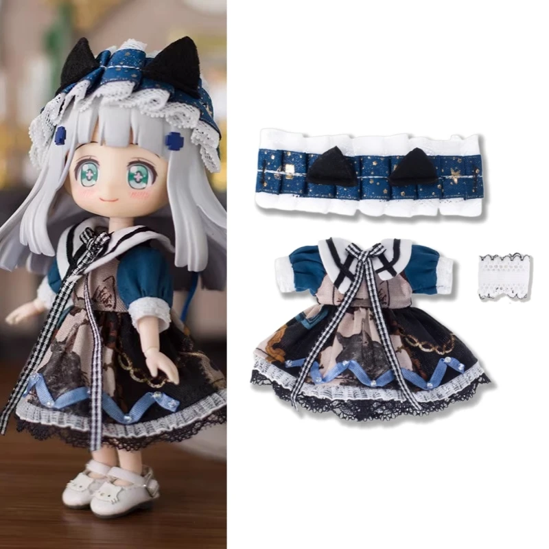 

For Obitsu 11 Doll Cat Maid Style Cute Dress Clothes Suit For OB11 Gsc 1/12 Bjd YMY Body Doll Outfit Clothes Gift Idea