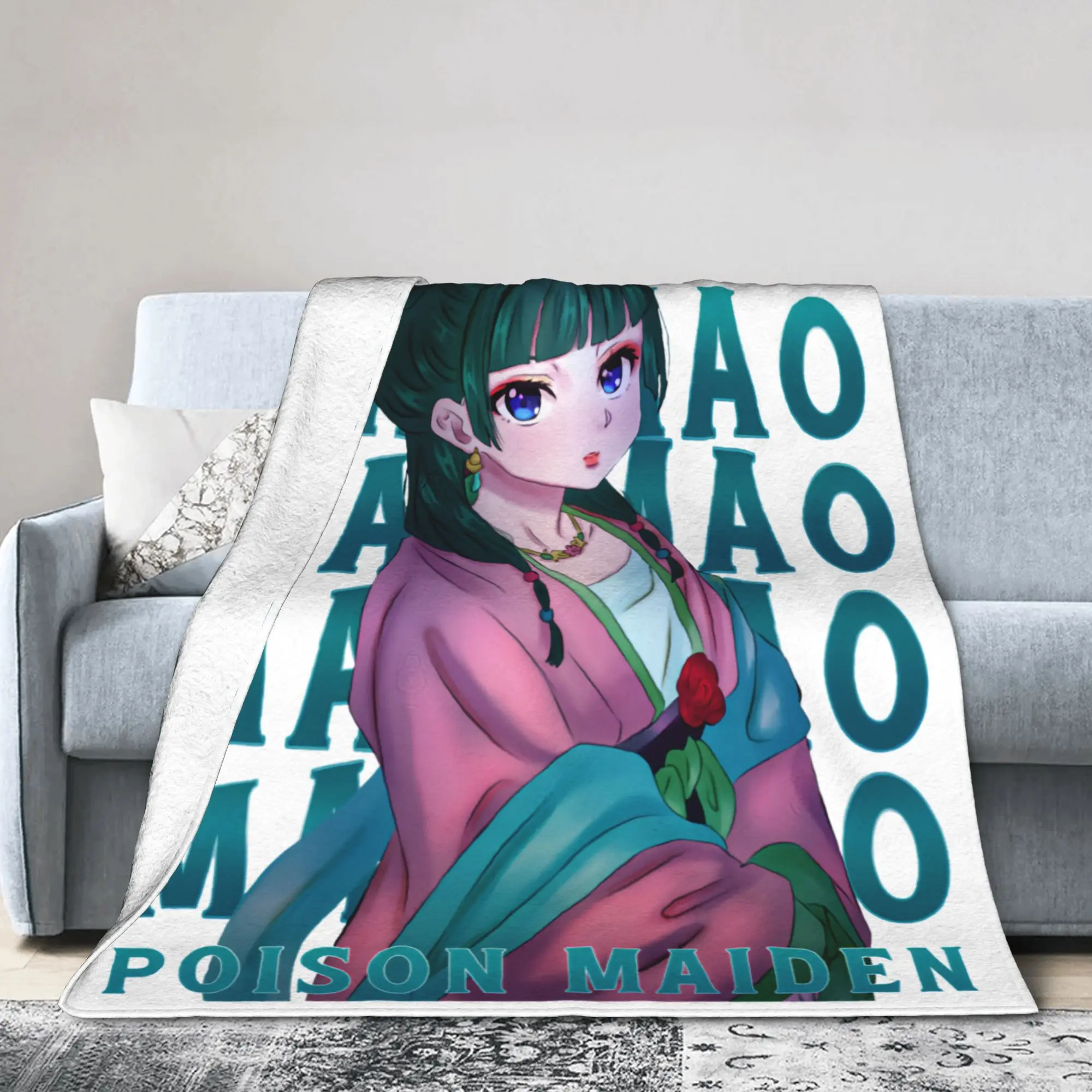 Doodle Maomao Velvet Throw Blanket The Apothecary Diaries Anime Blanket for Home Outdoor Warm Plush Thin Quilt